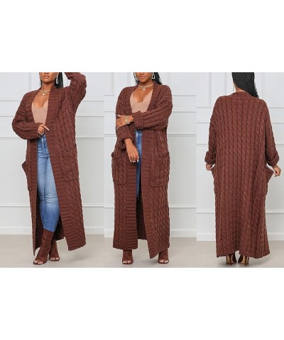 Women's Long Sweater Cardigan Open Front Duster Jacket Casual Cable Knitted Maxi Dress Coat Braided Outwear Pockets Long Coff...