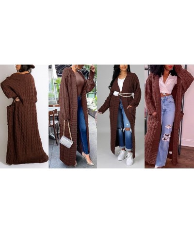 Women's Long Sweater Cardigan Open Front Duster Jacket Casual Cable Knitted Maxi Dress Coat Braided Outwear Pockets Long Coff...