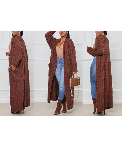 Women's Long Sweater Cardigan Open Front Duster Jacket Casual Cable Knitted Maxi Dress Coat Braided Outwear Pockets Long Coff...