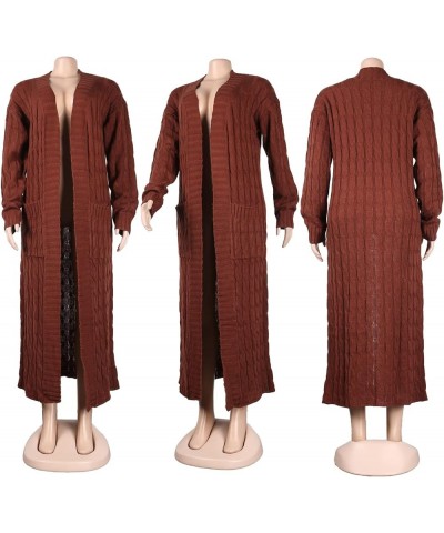 Women's Long Sweater Cardigan Open Front Duster Jacket Casual Cable Knitted Maxi Dress Coat Braided Outwear Pockets Long Coff...