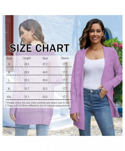 Women's Long Sleeve Cardigan Knit Crochet Shawl Long Sleeve Lightweight Cardigan Sweater Light Purple $20.39 Sweaters