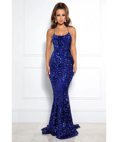 Women's Sequin Mermaid Prom Dress Long Spaghetti Strap Corset Formal Gown Peacock $42.50 Dresses