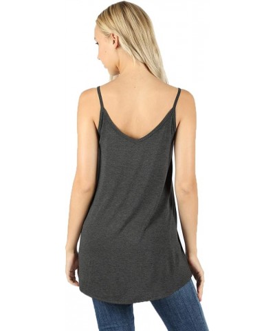 Women Front and Back Reversible Round hollowout v Neck Lightweight Loose Flare Swing fit Camisole Tank top Charcoal $9.68 Tanks