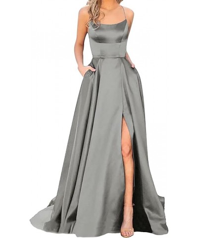 Formal Dress for Wedding Guest Women Sexy Satin Corset Maxi Dress Push up Ruched Evening Party Long Dresses A-04 Grey $12.40 ...