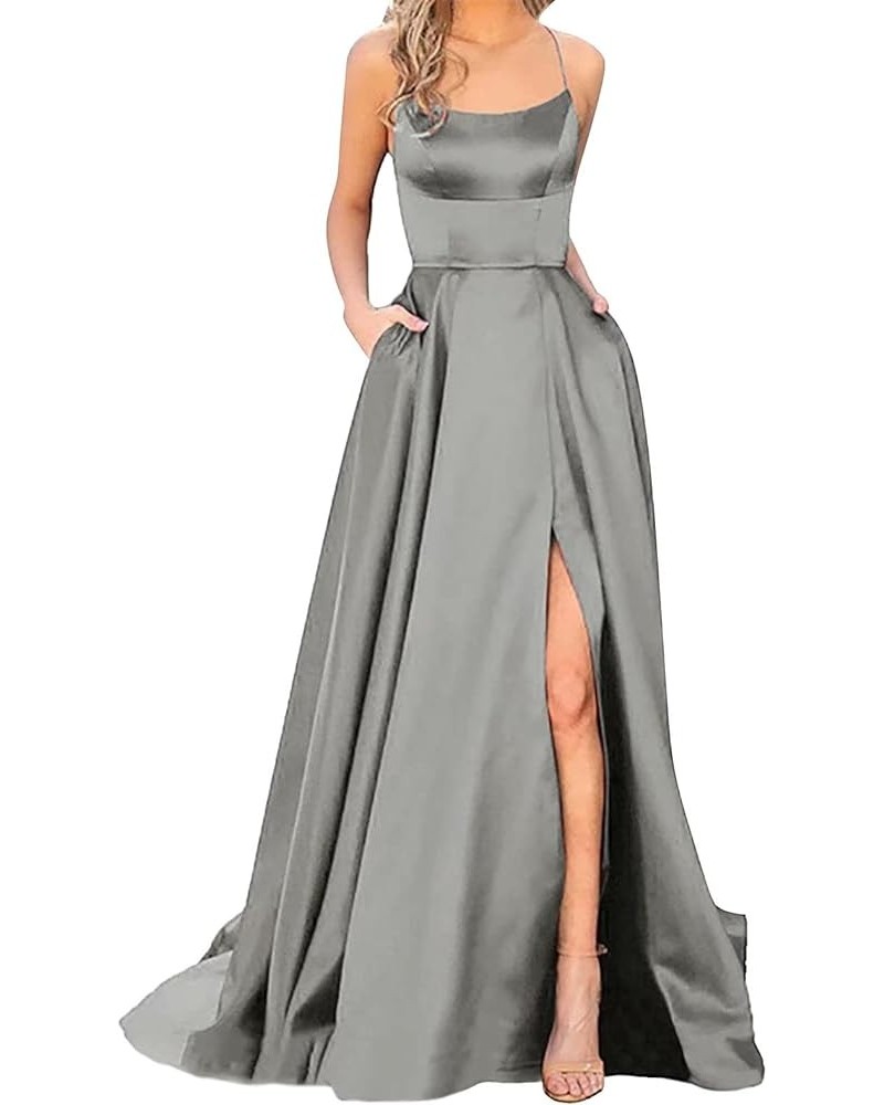 Formal Dress for Wedding Guest Women Sexy Satin Corset Maxi Dress Push up Ruched Evening Party Long Dresses A-04 Grey $12.40 ...