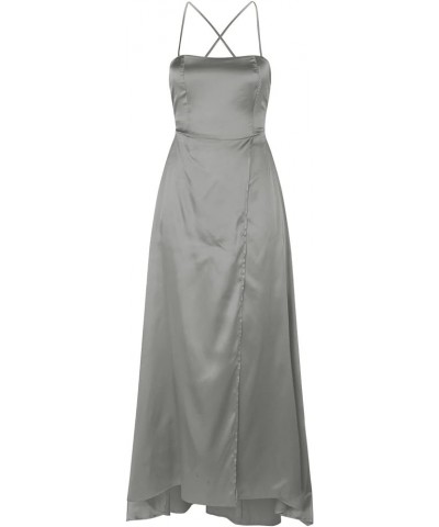 Formal Dress for Wedding Guest Women Sexy Satin Corset Maxi Dress Push up Ruched Evening Party Long Dresses A-04 Grey $12.40 ...