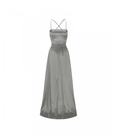 Formal Dress for Wedding Guest Women Sexy Satin Corset Maxi Dress Push up Ruched Evening Party Long Dresses A-04 Grey $12.40 ...