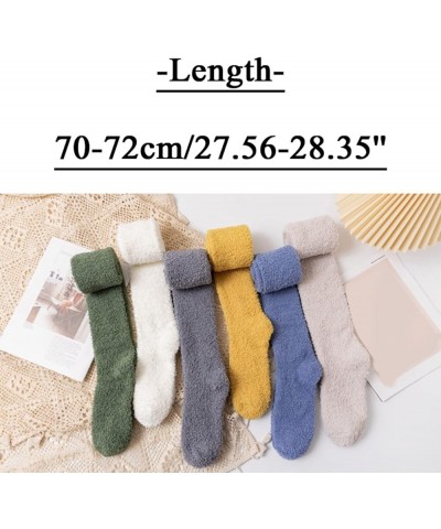 Womens Fluffy Coral Fleece Socks Stripe Over the Knee Stockings Casual Winter Soft Warm Comfort Long Socks Purple $7.33 Activ...