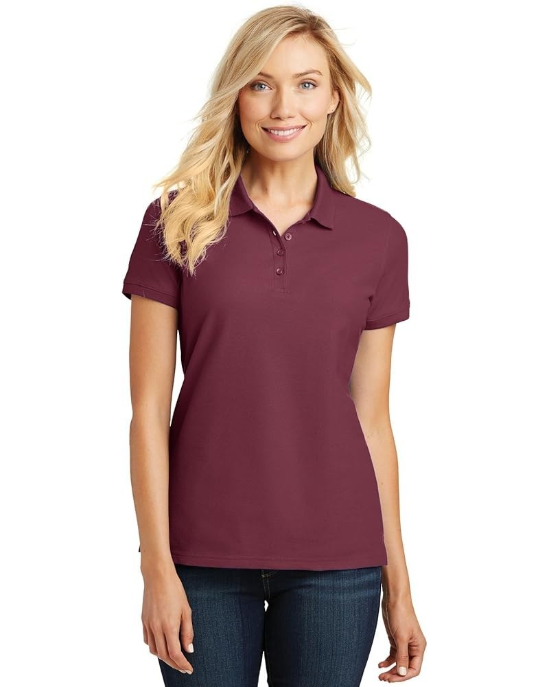 Women's Core Classic Pique Polo Shirt L100 Burgundy $15.11 Shirts