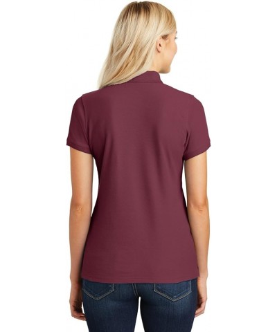 Women's Core Classic Pique Polo Shirt L100 Burgundy $15.11 Shirts