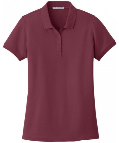 Women's Core Classic Pique Polo Shirt L100 Burgundy $15.11 Shirts