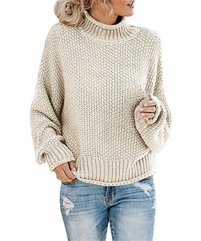 Women's Turtleneck Oversized Sweaters 2023 Fall Winter Long Batwing Sleeve Thread Cozy Knit Pullover Tunic Top White $11.05 S...