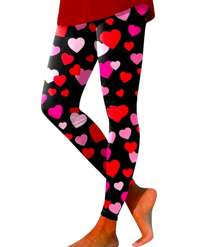 Holiday Heart Printed Leggings High Waisted Slim Tummy Control Pants for Gym Leggings Running Cycling Yoga A1-pink $8.98 Legg...