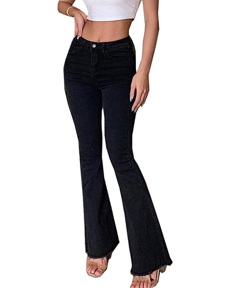 Low Rise Flare Pants for Women Bell Bottom Black Bootcut Leggings Y2k O-black $11.59 Leggings