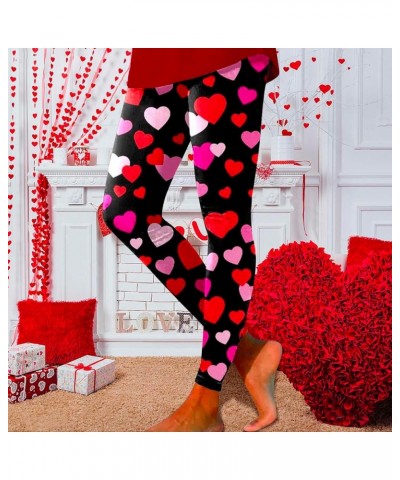 Holiday Heart Printed Leggings High Waisted Slim Tummy Control Pants for Gym Leggings Running Cycling Yoga A1-pink $8.98 Legg...