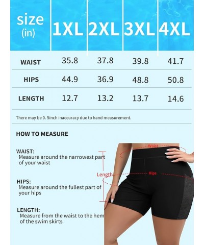 Women Plus Size Swim Shorts High Waist Board Shorts Stretchy Swimsuit Bottoms Mesh - Black $13.76 Swimsuits