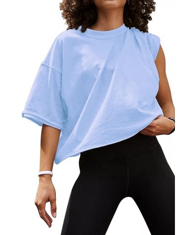 Women's Oversize Workout Crop Tops Casual Short Sleeve Drop Shoulder Boxy T-Shirts Roll Hem Basic Loose Yoga Running Tees Bab...