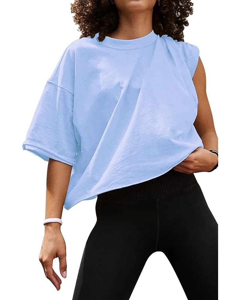 Women's Oversize Workout Crop Tops Casual Short Sleeve Drop Shoulder Boxy T-Shirts Roll Hem Basic Loose Yoga Running Tees Bab...