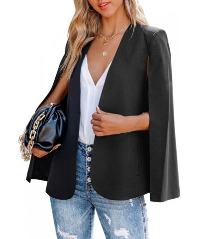 Womens Cape Blazer Split Sleeve Open Front Casual Cardigans Jacket Work Suit Workwear A Black $27.35 Blazers