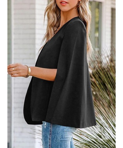 Womens Cape Blazer Split Sleeve Open Front Casual Cardigans Jacket Work Suit Workwear A Black $27.35 Blazers