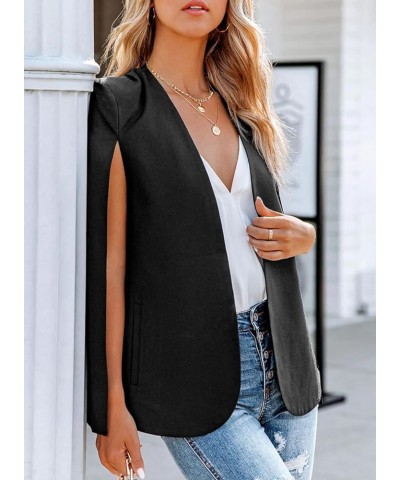 Womens Cape Blazer Split Sleeve Open Front Casual Cardigans Jacket Work Suit Workwear A Black $27.35 Blazers