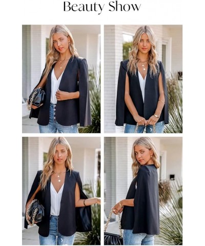 Womens Cape Blazer Split Sleeve Open Front Casual Cardigans Jacket Work Suit Workwear A Black $27.35 Blazers