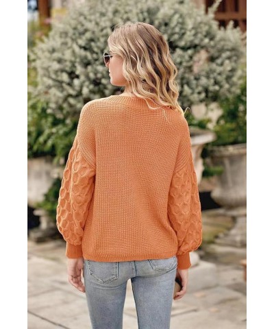 Womens Fall Sweaters Pullover Crewneck Long Sleeve Casual Sweaters Womens Fall Tops Cable Knit Sweater Orange $22.62 Sweaters