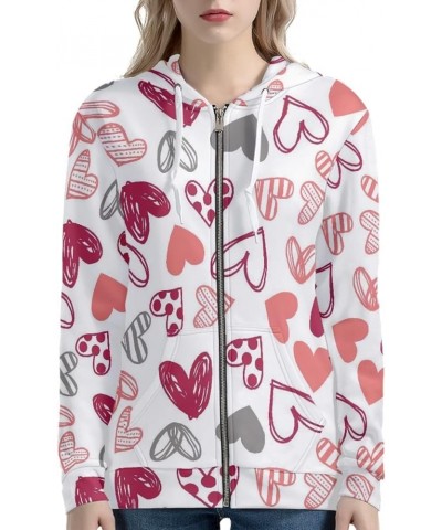 Women Full Zip Sweatshirts Trendy Cute Hoodies for Girls Size XS-5XL Pink Heart $15.40 Hoodies & Sweatshirts