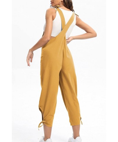 Women Cross-Back Long Bib Pants V-Neck Casual Loose Long Jumpsuits Baggy Cotton Rompers Overalls with Pockets Ginger $9.46 Ov...