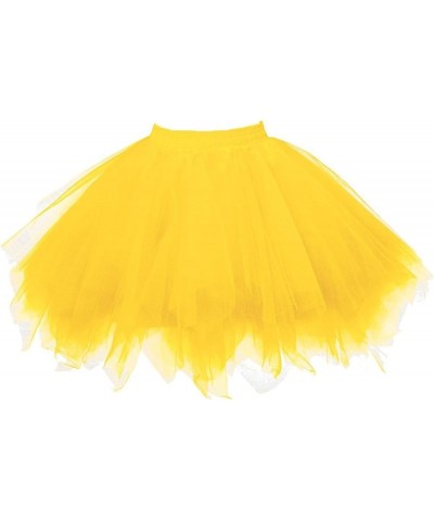 Women's Short Vintage Ballet Bubble Puffy Tutu Petticoat Skirt Yellow Gold $15.38 Skirts