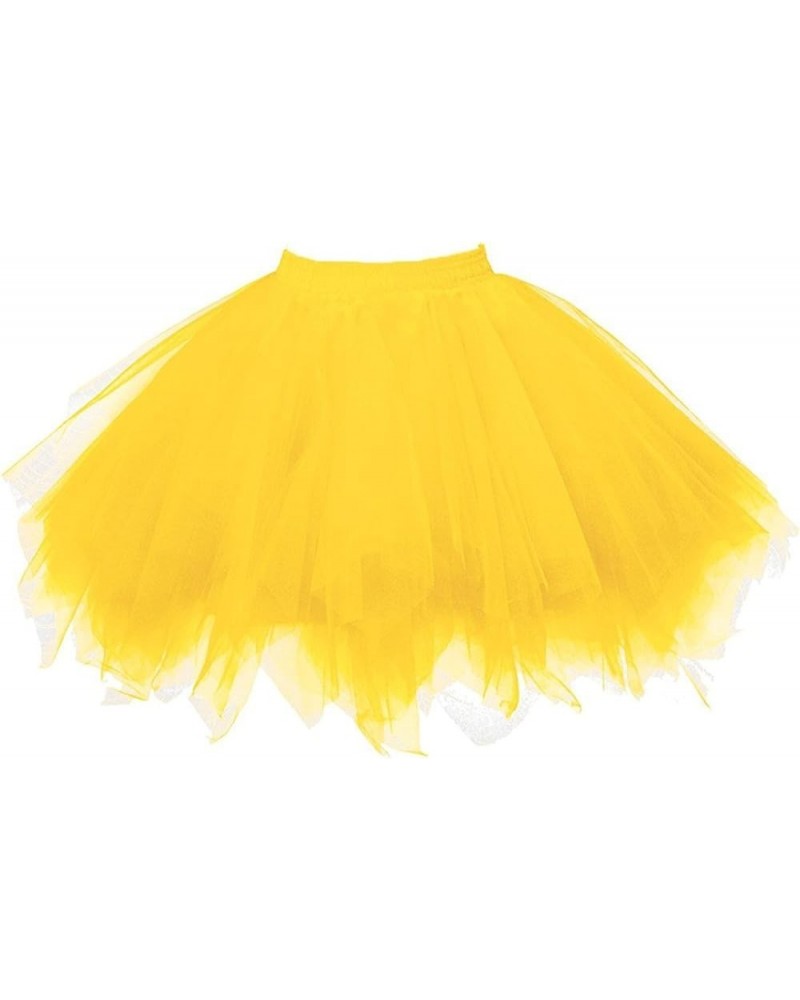 Women's Short Vintage Ballet Bubble Puffy Tutu Petticoat Skirt Yellow Gold $15.38 Skirts