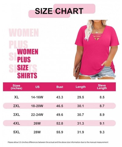 Plus Size Tops for Women Short Sleeve Summer Pullover Color Block Crewneck/V Neck Tee Tunic Loose Fit Tshirts XL-5XL A91e-hot...