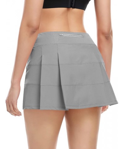 Tennis Skirt for Women with 4 Pockets Athletic Golf Skorts Skirts with Shorts Workout Running Sports Grey $16.32 Skirts