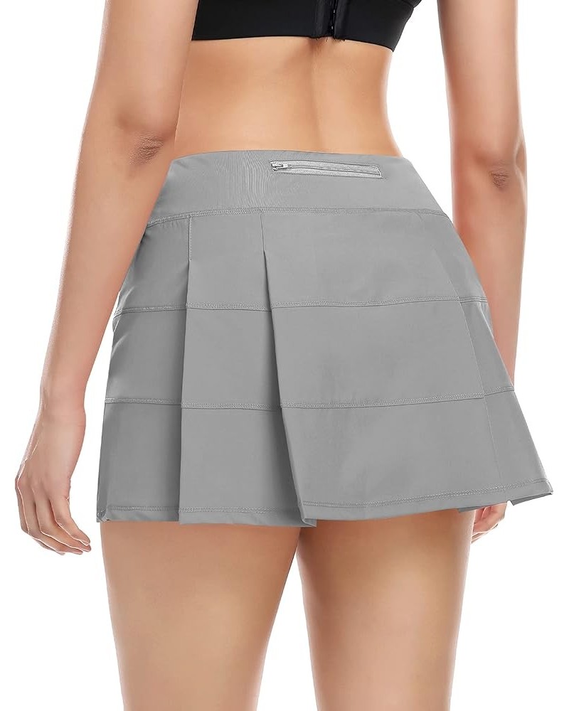 Tennis Skirt for Women with 4 Pockets Athletic Golf Skorts Skirts with Shorts Workout Running Sports Grey $16.32 Skirts