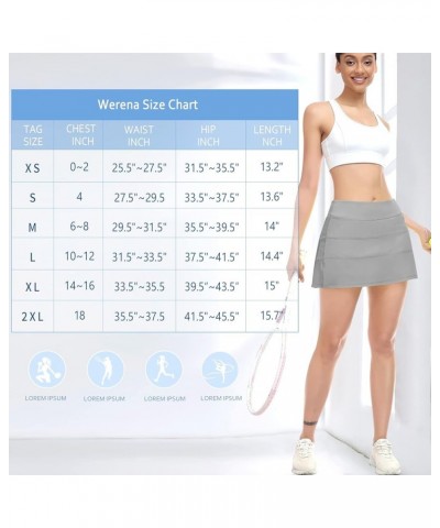 Tennis Skirt for Women with 4 Pockets Athletic Golf Skorts Skirts with Shorts Workout Running Sports Grey $16.32 Skirts