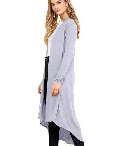 Women's Casual Long Open Front Drape Lightweight Duster High Low Hem Maxi Long Sleeve Cardigan Wsk2291_grey $10.58 Sweaters