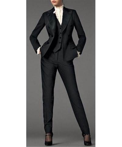 Women's Three Pieces Suit Single Breasted Button Business Work Office Lady Jacket Vest Pants Set Black $39.77 Suits