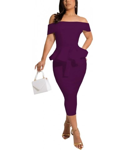 Church Dresses for Women Bodycon Vintage Wrap Work Business Midi Pencil Dress 10purple $16.81 Dresses