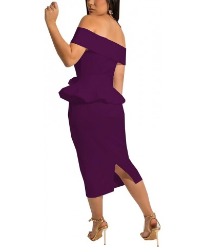 Church Dresses for Women Bodycon Vintage Wrap Work Business Midi Pencil Dress 10purple $16.81 Dresses