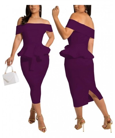 Church Dresses for Women Bodycon Vintage Wrap Work Business Midi Pencil Dress 10purple $16.81 Dresses