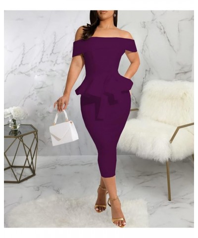 Church Dresses for Women Bodycon Vintage Wrap Work Business Midi Pencil Dress 10purple $16.81 Dresses