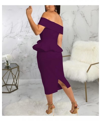 Church Dresses for Women Bodycon Vintage Wrap Work Business Midi Pencil Dress 10purple $16.81 Dresses