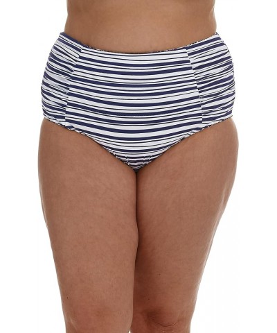 Women's Side Shirred High Waist Swimsuit Bottom Indigo $10.74 Swimsuits