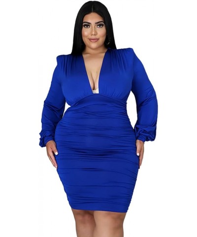 Sequin Dress for Women Plus Size Sleeveless Sexy V Neck Cocktail Party Cocktail Stretchy Mini Bodycon Dresses Blue $23.93 Dre...