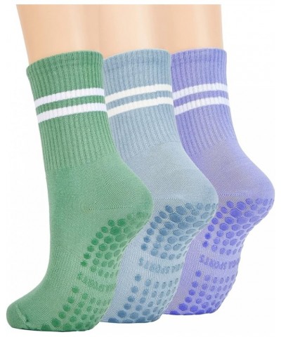 Pilates Socks with Grips for Women Yoga Socks Barre Socks Non Slip Socks 3 Pairs-light Blue Light Purple Light Green $10.12 A...