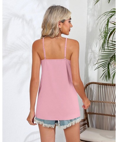 2 Pcs Womens Strappy Tank Tops V Neck Shirts Blouse Women Sleeveless Camisole Spaghetti Strap Tanks Blouse Pink, White $14.49...