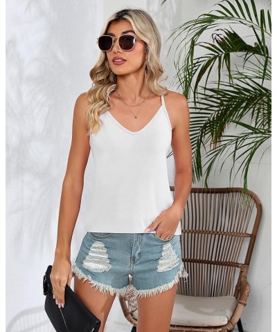 2 Pcs Womens Strappy Tank Tops V Neck Shirts Blouse Women Sleeveless Camisole Spaghetti Strap Tanks Blouse Pink, White $14.49...