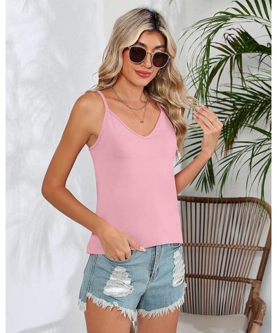 2 Pcs Womens Strappy Tank Tops V Neck Shirts Blouse Women Sleeveless Camisole Spaghetti Strap Tanks Blouse Pink, White $14.49...