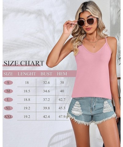 2 Pcs Womens Strappy Tank Tops V Neck Shirts Blouse Women Sleeveless Camisole Spaghetti Strap Tanks Blouse Pink, White $14.49...