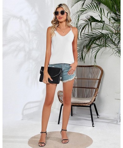 2 Pcs Womens Strappy Tank Tops V Neck Shirts Blouse Women Sleeveless Camisole Spaghetti Strap Tanks Blouse Pink, White $14.49...